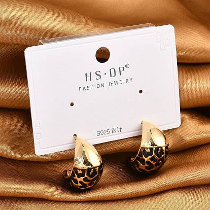 Серьги-гвоздики из латуни, с 925 штырями стерлингового серебра, леопардовым узором