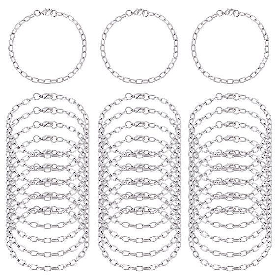 30Bracelets en chaîne de fer (pièces), avec fermoir pince de homard