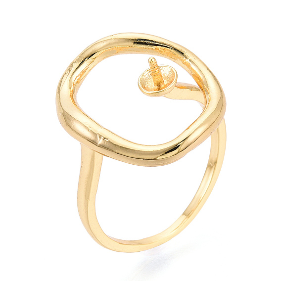 Овальные латунные колышки для колец, регулируемые настройки колец для полупросверленных бусин, без кадмия, без никеля и без свинца