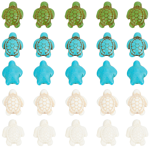 100 шт. 5 стили наборы бусин «сделай сам», включая синтетические бирюзовые и говлитовые черепаховые бусины, смешанные окрашенные и неокрашенные