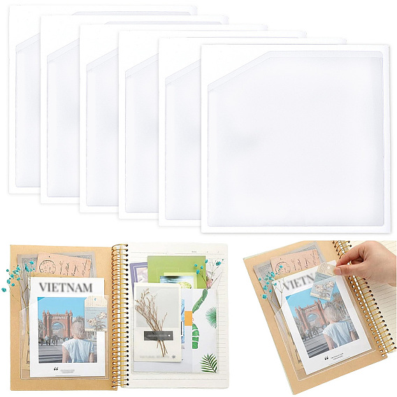 Square PVC Self Adhesive Planner Pockets, Index Card Pockets with Sticky Paper Back