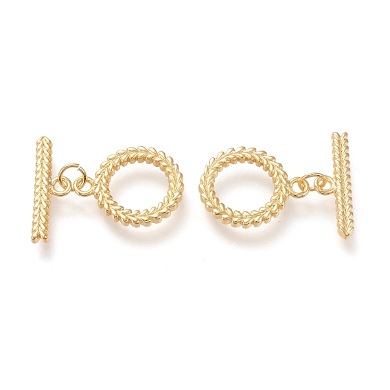 Brass Toggle Clasps, Long-Lasting Plated, Ring & Bar