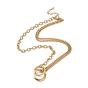 Interlocking Ring Pendant Necklace for Women, 304 Stainless Steel Chain Necklace