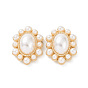 ABS Imitation Pearl Cabochons, with Alloy Finding, Oval