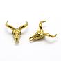 Brass Beads, with Cubic Zirconia, Cattle Skull, Nickel Free