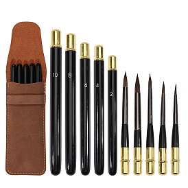 5шт. нейлоновая ручка для рисования, с 1чехлами для ручек из искусственной кожи, для акварельной живописи