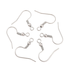 304 Stainless Steel Earring Hooks, Ear Wire, with Horizontal Loop, 20x19x3mm, Hole: 2mm