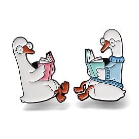 Reading Duck Enamel Pins, Black Alloy Lapel Pin Backs for Backpack Clothes
