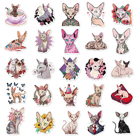 50Pcs Waterproof PVC Cat Stickers Set, Adhesive Kitten Label Stickers, for Water Bottles, Laptop, Luggage, Cup, Computer, Mobile Phone, Skateboard, Guitar Stickers