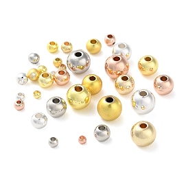 Rack Plating Brass Spacer Beads, Long-Lasting Plated, Lead Free & Cadmium Free, Round