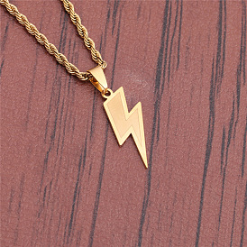 Stylish Titanium Steel Lightning Hip Hop Pendant Necklace for Men
