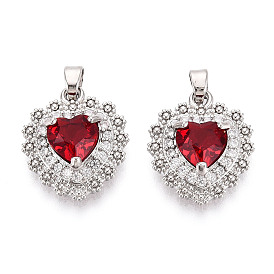 Латунные микро проложить кубического циркония подвески, без кадмия, без никеля и без свинца, сердце