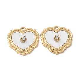 304 подвески из нержавеющей стали, сердце прелести, с оболочкой и горный хрусталь, ионное покрытие (ip)