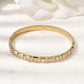 304 браслеты из нержавеющей стали со стеклянными шарнирами для женщин, прямоугольные, реальный 18 k позолоченный, ионное покрытие (ip), долговечный