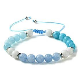 Bracelets de perles tressées naturelles de pierres précieuses, bracelet réglable en fil de nylon pour femme