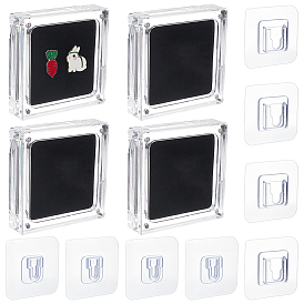 4шт. квадратные прозрачные акриловые магнитные коробки для хранения алмазов, с 8шт. 2 вариантами ПВХ крючков-вешалок