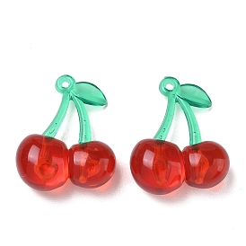 Pendentifs acryliques transparents , charmes de cerises