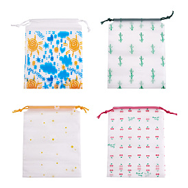 60шт 4 стиль пластиковые матовые сумки с завязками, прямоугольные