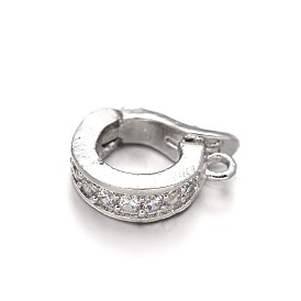 Латунная решетка из микропаве, цирконий, усилитель укороченный кулон залог, с петлей, без свинца и без кадмия, 11x9x3 мм, отверстие : 1 мм