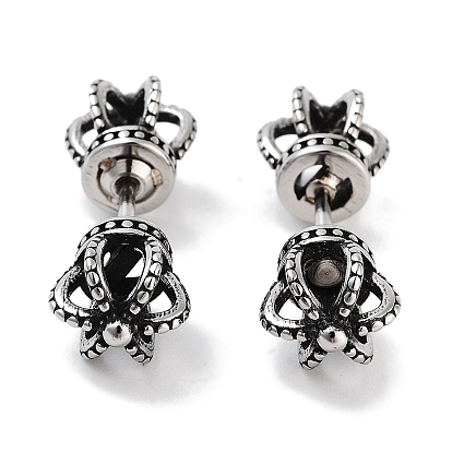 Crown 316 Surgical Stainless Steel Stud Earrings, Ear False Plugs for Women Men