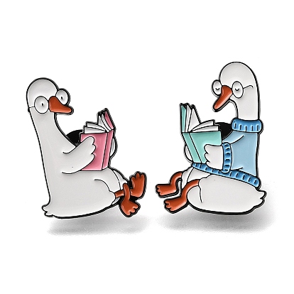 Reading Duck Enamel Pins, Black Alloy Lapel Pin Backs for Backpack Clothes