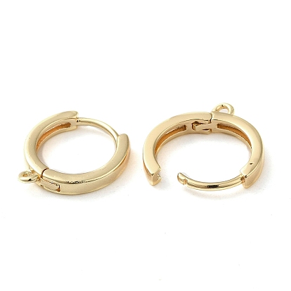 Brass Hoop Earrings Finding, with Horizontal Loop, Ring