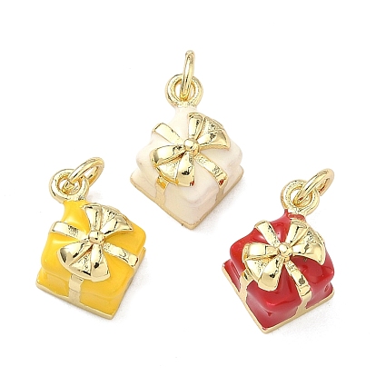 Латунь эмаль подвески, коробка подарка прелести, долговечный, стойки покрытие, без свинца и без кадмия, реальный 18 k позолоченный