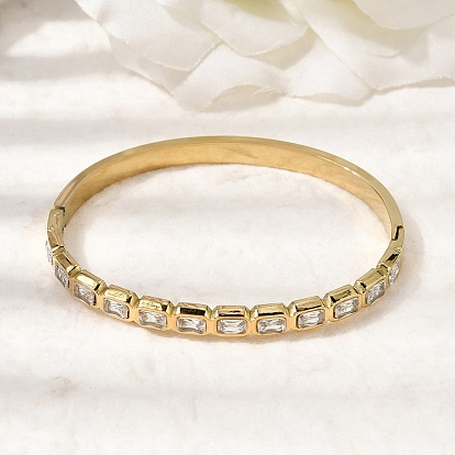 304 браслеты из нержавеющей стали со стеклянными шарнирами для женщин, прямоугольные, реальный 18 k позолоченный, ионное покрытие (ip), долговечный