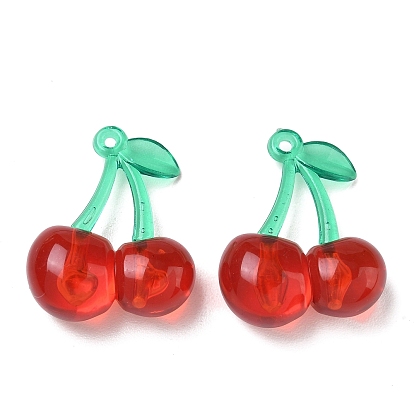 Transparent Acrylic Pendants, Cherry Charms