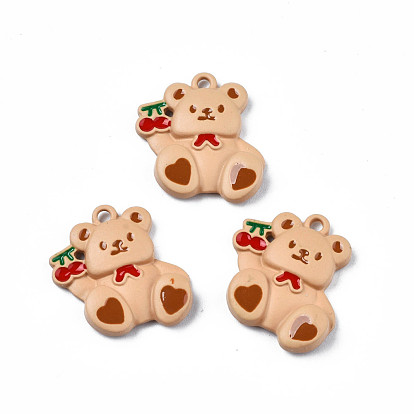 Alloy Spray Painted Enamel Pendants, Cadmium Free & Lead Free, Bear