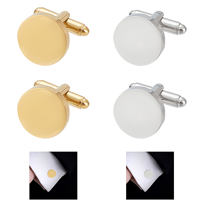 4шт. 2 цвета нержавеющая сталь манжета кнопка, фурнитура запонки, аксессуары для одежды, плоско-круглые