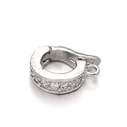 Латунная решетка из микропаве, цирконий, усилитель укороченный кулон залог, с петлей, без свинца и без кадмия, 11x9x3 мм, отверстие : 1 мм