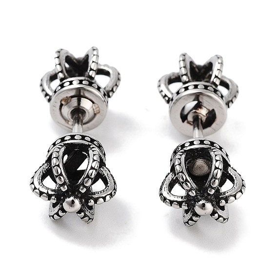 Crown 316 Surgical Stainless Steel Stud Earrings, Ear False Plugs for Women Men