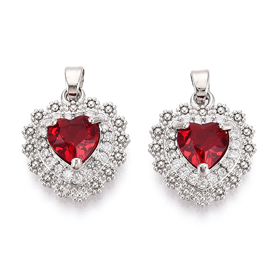 Латунные микро проложить кубического циркония подвески, без кадмия, без никеля и без свинца, сердце