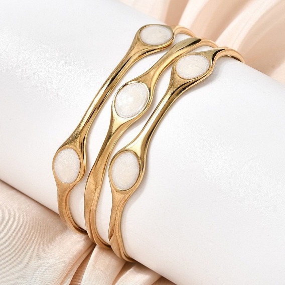 304 Многослойные браслеты-манжеты из нержавеющей стали с эмалью для женщин, овальные