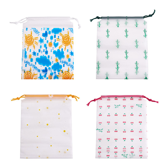 60шт 4 стиль пластиковые матовые сумки с завязками, прямоугольные