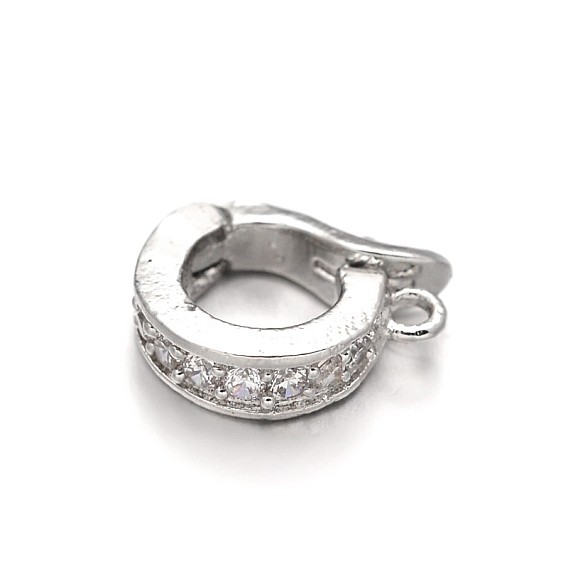 Латунная решетка из микропаве, цирконий, усилитель укороченный кулон залог, с петлей, без свинца и без кадмия, 11x9x3 мм, отверстие : 1 мм