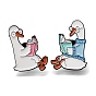 Reading Duck Enamel Pins, Black Alloy Lapel Pin Backs for Backpack Clothes