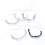 Adjustable Natural Gemstone Braided Bead Bracelets, with Glass Beads and Nylon Thread