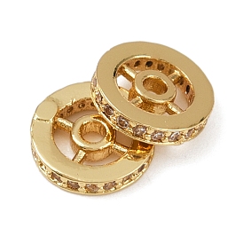 Плоские круглые латунные микропаве прозрачные кубические циркониевые бусины, без свинца и без кадмия, долговечный, стойки покрытие