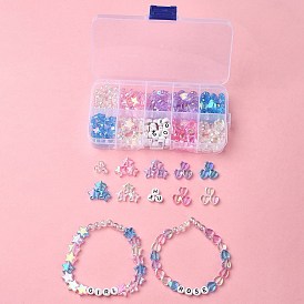 Kits de fabrication de bracelet bricolage, y compris les perles acryliques, fil élastique, coeur et lettre et étoile et rond