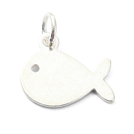 925 Sterling Silver Charms, Fish, with Jump Rings & 925 Stamp