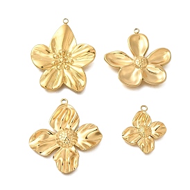 PVD Vacuum Plating 201 Stainless Steel Pendants, Flower Charm