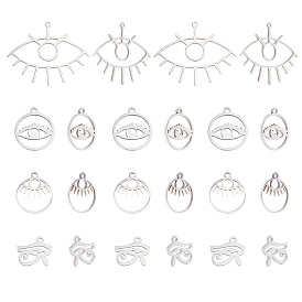 Unicraftale 16Pcs 4 Style 201 Stainless Steel Laser Cut Pendants, Mixed Shapes