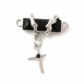 Alloy Connector Charms, with Black Resin, Cross Links