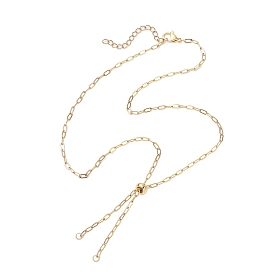 2.5мм 304 изготовление ожерелья из цепочки-скрепки из нержавеющей стали, с застежками-клешнями и латунными бусинами