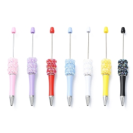 Plastic Beadable Pens, Ballpoint Pen, for DIY Pen Decoration, Rose