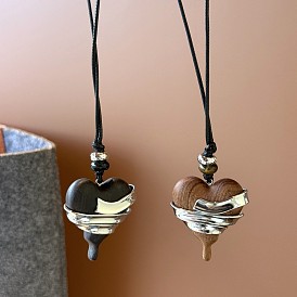 Регулируемый кулон из сплава и дерева, черный вощеный шнурок, ожерелье для женщин, золотые