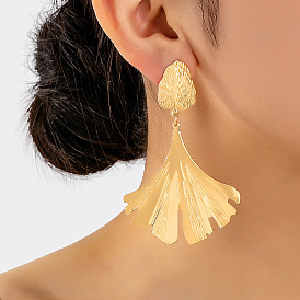 Boucles d'oreilles en forme de pendentif en alliage, gingko feuille