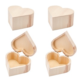 Boîte de rangement en pin, avec les accessoires en fer, cœur